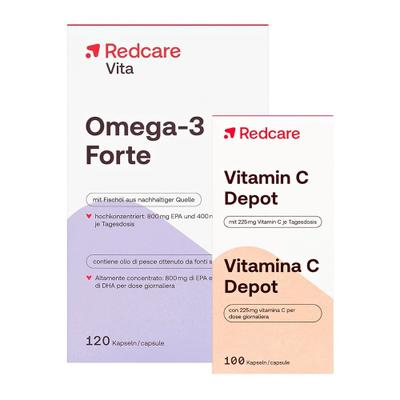 Redcare Omega-3 Forte + Vitamin C Depot 100+120 St Set