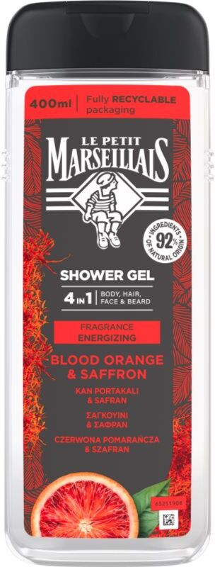 Le Petit Marseillais Blood Orange & Saffron Brusegel 4-i-1 til mænd 400 ml