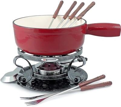 Swissmar Lugano 2-Quart Cast Iron Cheese Fondue Set