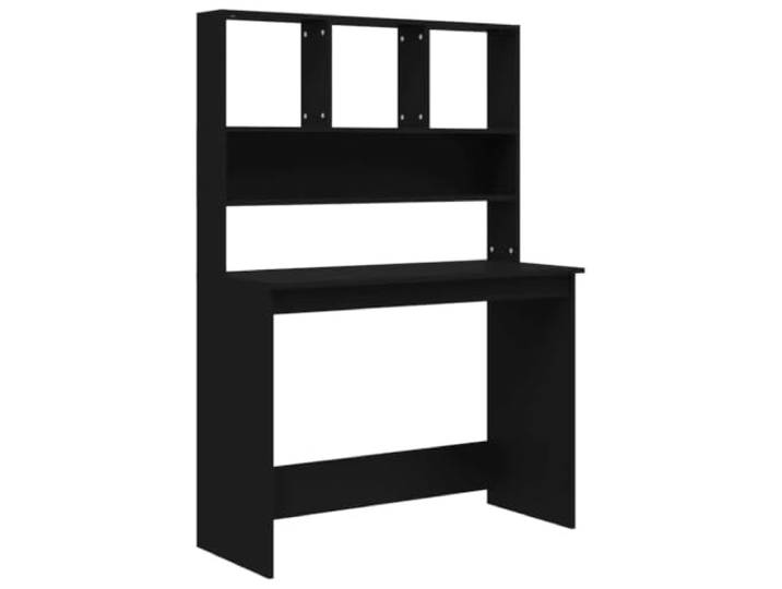 Tmriohed Schreibtisch mit Regal Schwarz 102x45x148 cm Holzwerkstoff Kompakte Arbeitsstation für Homeoffice, Jugendzimmer und Schlafzimmer mit offenen Ablagefächern für Aktenordner.