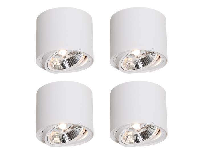 Lot de 4 spots de plafond modernes blancs orientables et