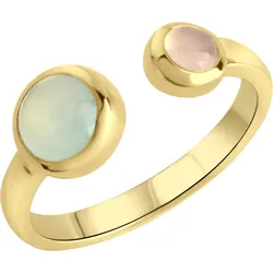 Jamelli Ring Silber 925 vergoldet mit echten pinken und blauen Chalcedon-Steinen