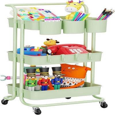 No "3Tier Rolling Mobile Utility Cart with Hanging Cups - 13""D x 16.5""W x 33""H"