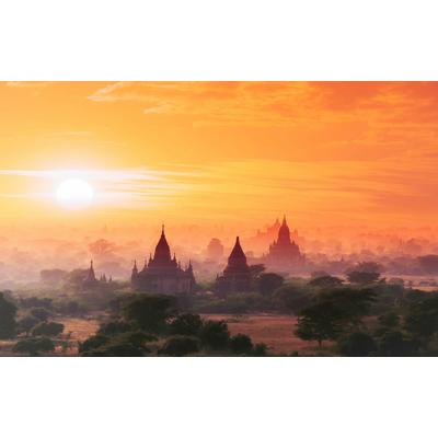 Fototapete PAPERMOON "Tempel in Landschaft", bunt, B:2,5m L:1,86m, Vlies, Tapeten