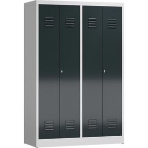 ClassiX Spind X-510448, Doppelspind, anthrazit, 4 Abteile, mit Drehriegelschloss, 119 x 180 cm