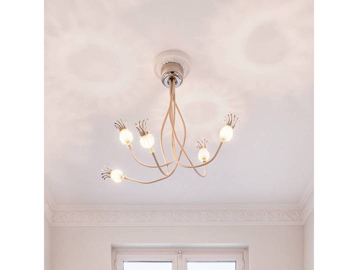 Serien Lighting Designer Deckenlampe Poppy, creme / amber, für Wohn- / Esszimmer, Metall, Design, Deckenlampe