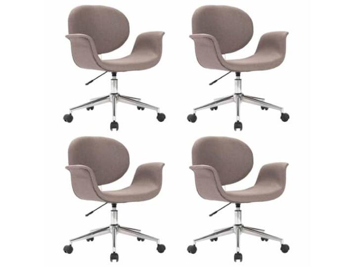 Todiikf 4er Set Esszimmerstühle Drehbar Höhenverstellbar Taupe Stoff Drehbare Polsterstühle mit Metallbeinen und Rollen für Wohnzimmer, Arbeitszimmer und Essbereich.