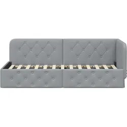vidaXL Eckbettgestell Hellgrau 80 x 200 cm Stoff