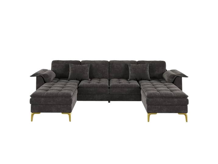ComfortXL Wohnlandschaft De-33295 Cloud-Optik mit 2 Chaiselongues Grau, 262x86x134 cm, Wohnzimmer, Sofas & Couches, Wohnlandschaften, Wohnlandschaften in U-Form