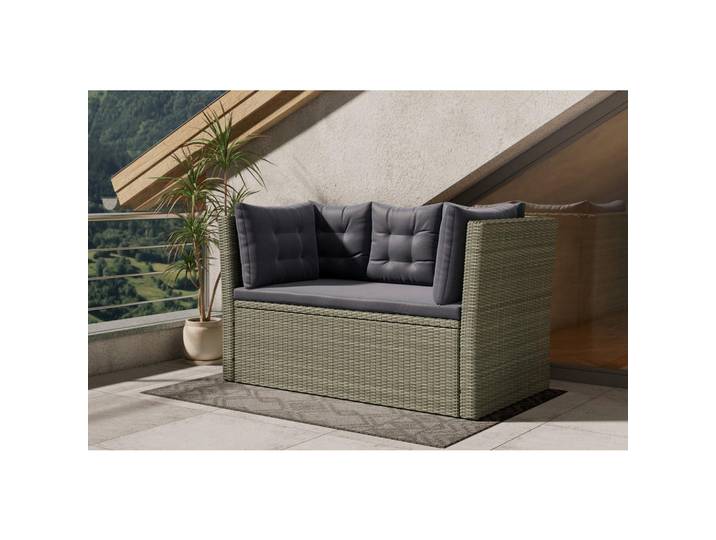 Ambia Garden Gartenbank, Grau, Dunkelgrau, Textil, Kunststoff, Metall, Füllung: Polyester, 160x80x85 cm, mit Rückenlehne, Gartenmöbel, Gartenbank