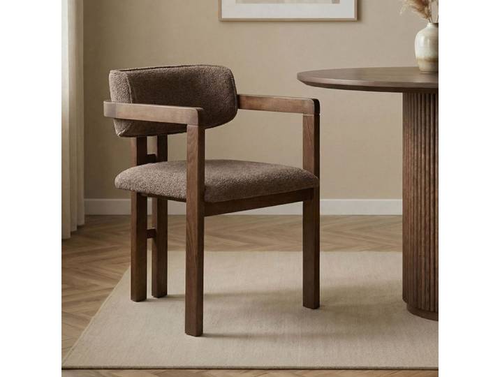 Chaise Nizamito Dmora en Tissu Marron Noyer