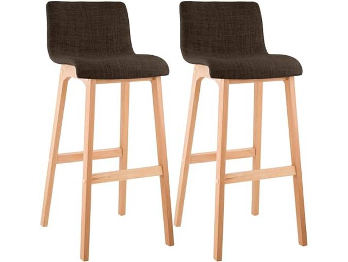 CLP Barhocker 2er Set mit Lehnen Hover, Barstühle gepolstert mit Sitzen aus Stoff, Thekenhocker mit Gestellen aus stabilem Buchenholz, Farbe: braun