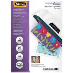 Fellowes, Laminierfolie, Laminierfolie A3 80 mic selbstklebend - 100 Stück (A3, 100 Stk., 160 μm)
