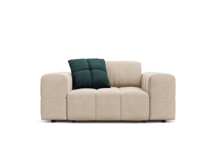 Fauteuil en tissu velours beige clair