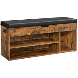Helloshop26 - Gepolsterte Schuhbank mit 3 Fächern und versteckten Ablagefächern für Wohnzimmer Eingangsbereich und Schlafzimmer 12_0004105