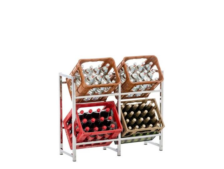 TPFLiving Standregal Getränkekistenständer Lenny - Getränkeregal für 4 Kisten in chrom, Kastenständer für Getränkekisten - Flaschenregal, Getränkekistenregal mit den Maßen (HxB xT): 75 x 91 x 31 cm