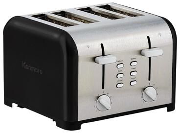 Kenmore 4-Slice Black Stainless Steel Toaster, Dual Controls,Wide Slot