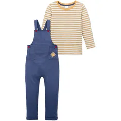 Tchibo - Latzhose & Shirt Set - Baby - Gr. 50/56 - weiß/gestreift
