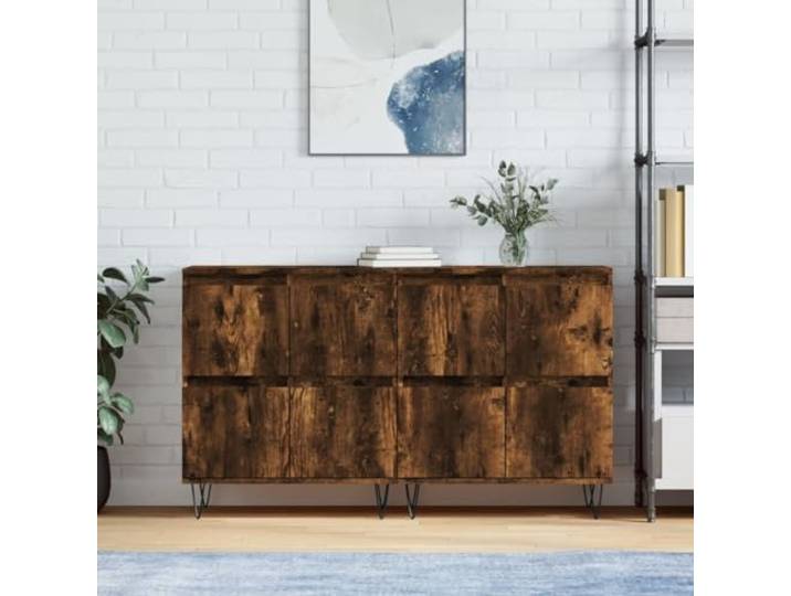 RJPLMFV Anrichte, 2 Stück, rauchfarbene Eiche, Holz Langlebiges Aufbewahrungsmöbel, feuchtigkeitsbeständig, glatte Oberfläche, Wandbefestigung inklusive