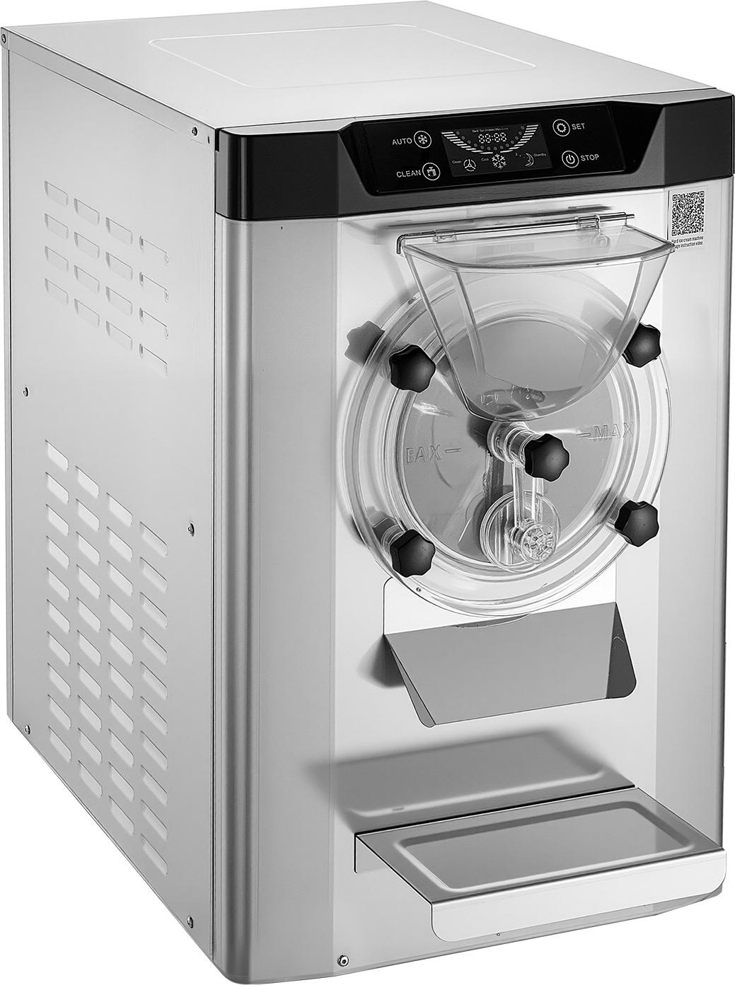 SucceBuy Gewerbliche Eismaschine 2000 W 12-20 L/h, Tischgerät für Gelato mit 6 L Edelstahlbehälter (304) & Selbstreinigendes LED-Bedienfeld für Snackbars und Restaurants, Silber