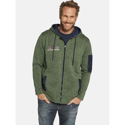 Kapuzensweatjacke JAN VANDERSTORM "Fleecejacke ASVA", Herren, Gr. XL, grün (grün melange), Obermaterial: 100% Polyester COOLMAX PES(Coolmax)., Sweatjacken