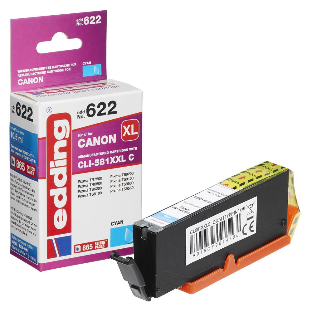 edding Druckerpatrone EDD-622 cyan kompatibel zu Canon CLI-581XXL C 18-622