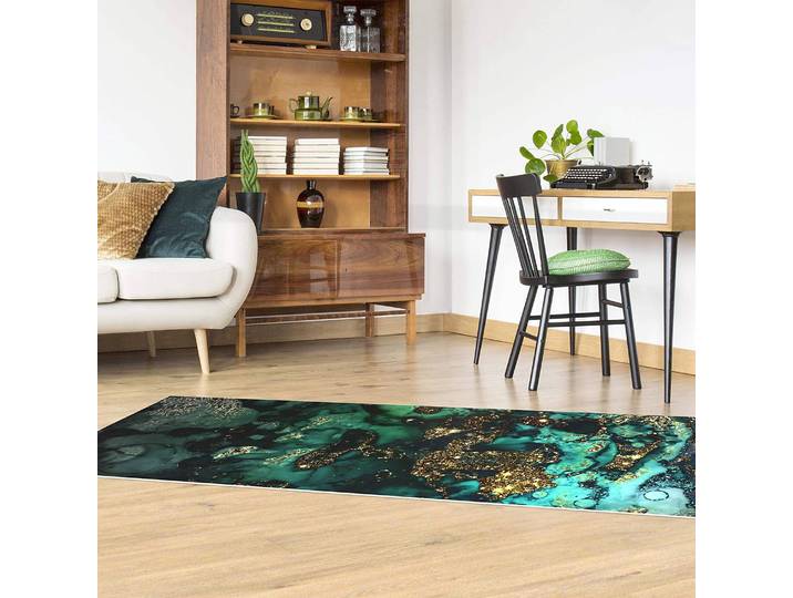 Tapis en vinyle Île déserte dorée 80 x 240cm Noir