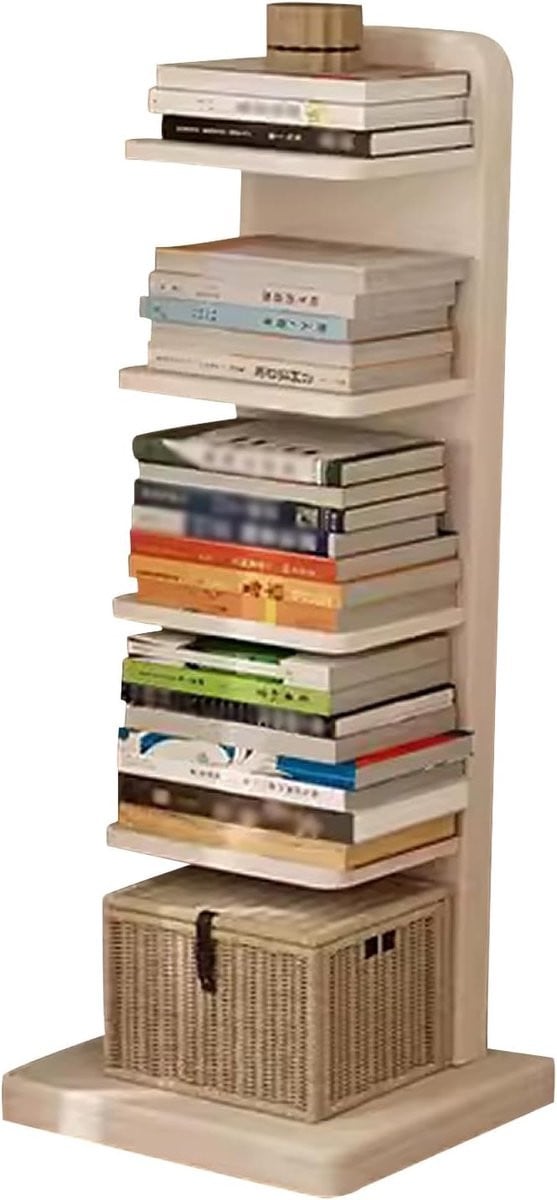 Wit houten ladder boekenkast met 5 lagen voor ruimtebesparende opbergruimte