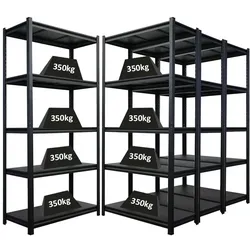 Proregal Mega Deal | 4x Schwerlastregal THORIN | HxBxT 180x90x40cm | Fachlast 350 kg | Schwarz
