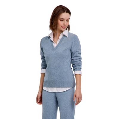 Strickpullover FALKE "Pure Cashmere", Damen, Gr. XS, cloud meliert (6027), Pullover Strickpullover