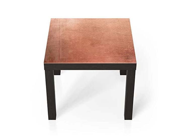 DEQORI Glastisch schwarz klein 55x55 cm Motiv Kupferplatte mit Kratzern ausgefallener Beistelltisch aus Glas Hochglanz Couchtisch fürs Wohnzimmer moderner Couch Tisch mit Design