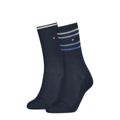 Socken TOMMY HILFIGER, Damen, Gr. 35-38, schwarz (navy), Obermaterial: 66% Baumwolle, 30% Polyamid, 2% Metall, 2% sonstige Fasern, Socken Socken