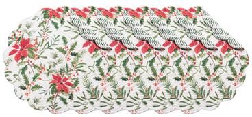 C&F Home Silvia Poinsettia Round Quilted Placemat Set 6