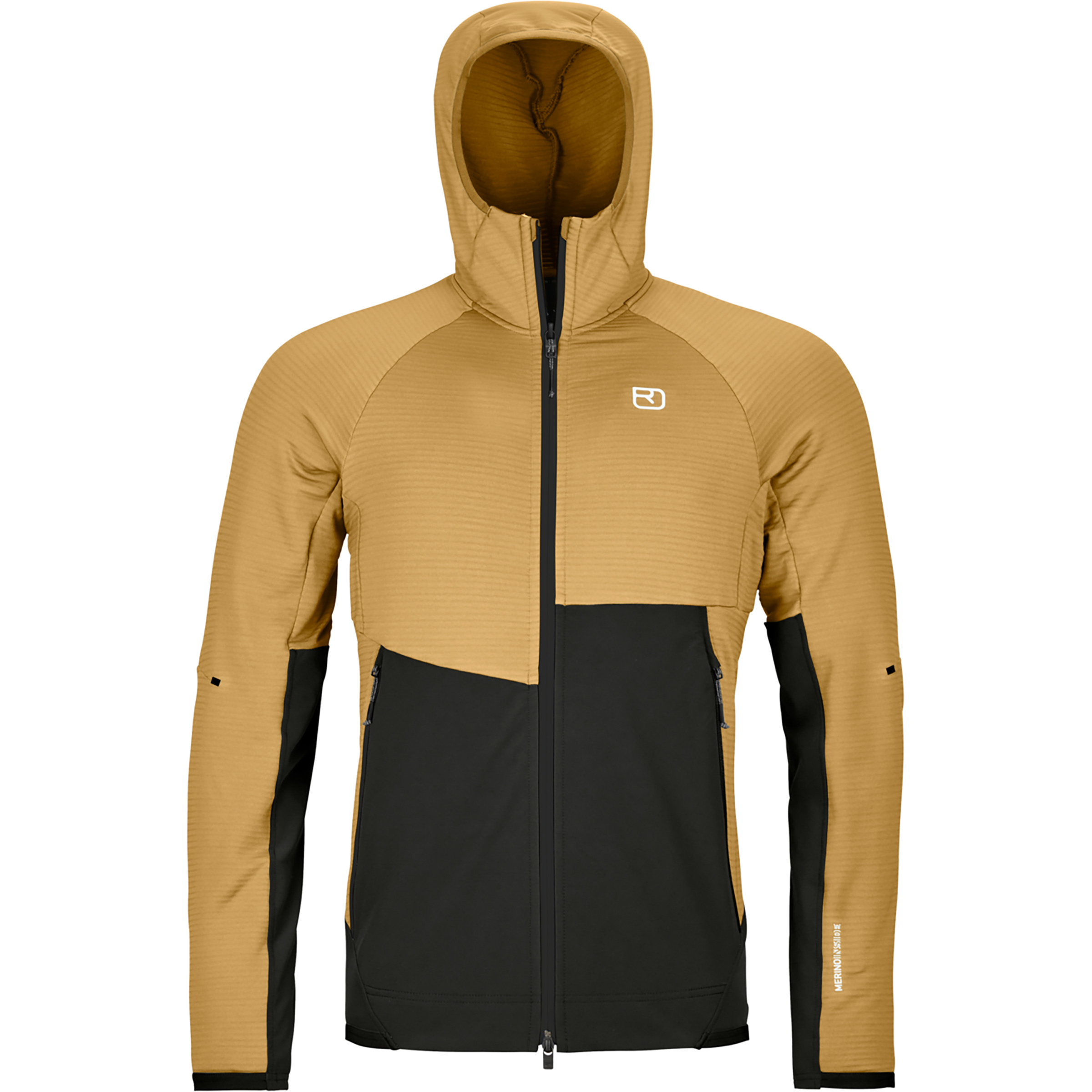 Ortovox Fleece Rib Herren Fleecejacke beige Größe L Alpinklettern | Bergsteigen | Sportklettern Elastisch Merinowolle