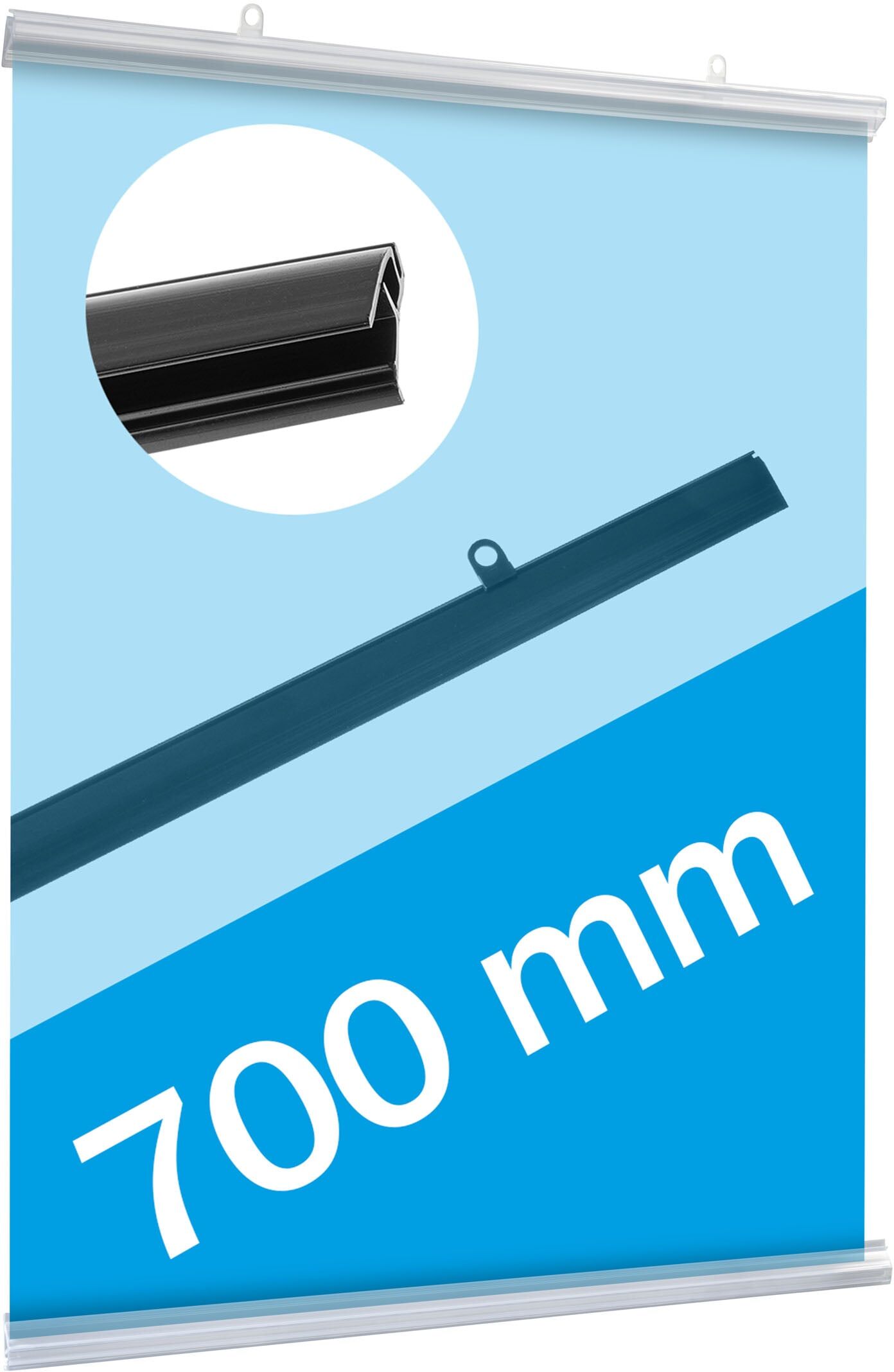 SPRINTIS Profils porte-affiches, plastique, clippants transparent   700 mm