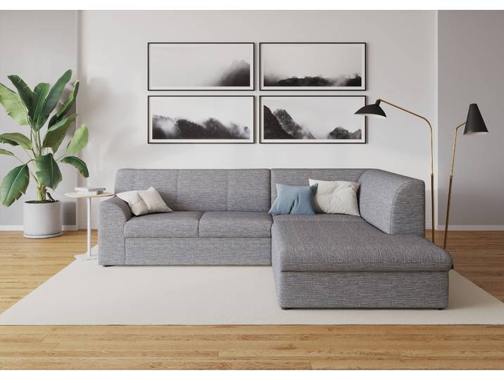 DOMO collection Topper zeitlos elegant, kompakte StellmasseL-Form mit Ottomane, wahlweise mit Schlaffunktion