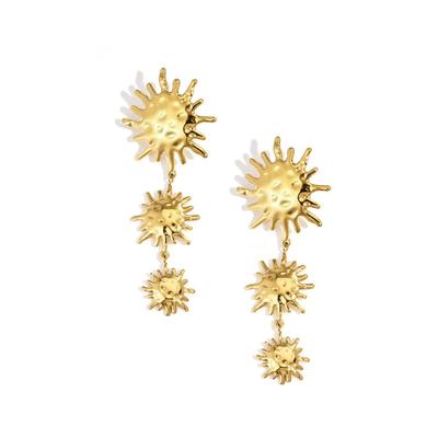 Paar Ohrhänger ADELIA´S "LIVAYA LIVAYA Ohrringe Ohrhänger mit dreiteiligem Sonnenmotiv", Damen, Gr. Damen, Edelstahl, gold (goldfarben), Ohrringe, Stylisch: Modeschmuck mit dreiteiligem Sonnenmotiv