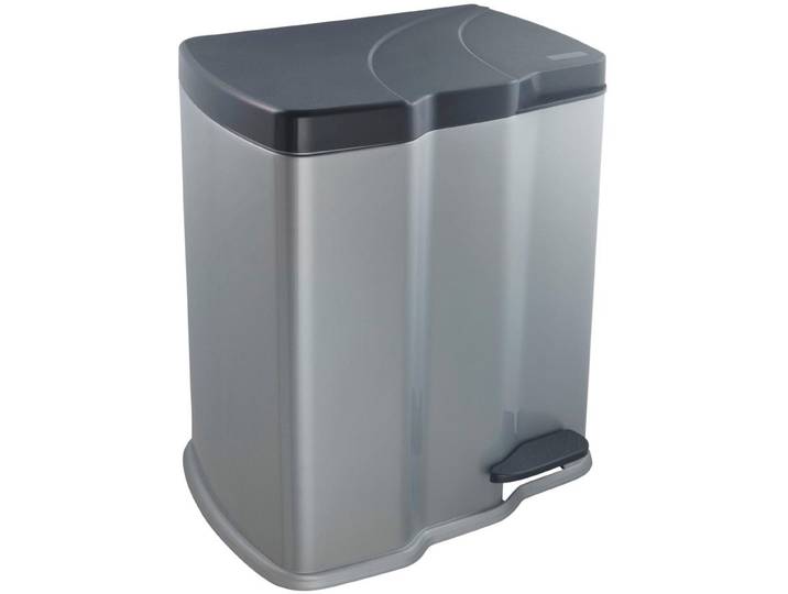 Mülleimer KEEEPER gunnar , grau (silberfarben, anthrazit), B:39,5cm H:43cm T:29cm, Kunststoff, Mülleimer, Mülleimer, Treteimer 7 l + 15 l, mit 2 Abfallbehältern, Made in Europe