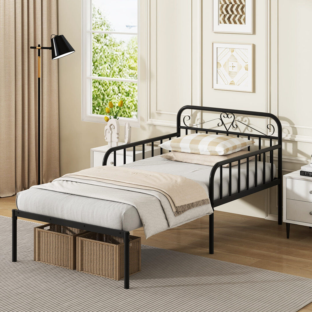 17 Stories Metal Daybed Black 85cm H X 99cm W X 195cm L