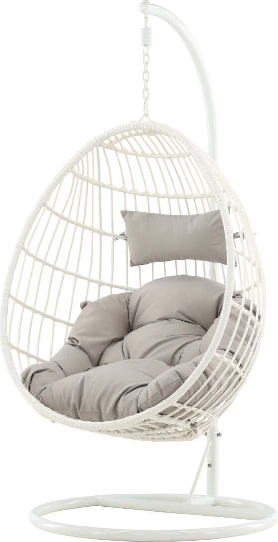 FURNLUX Outdoor-hängesessel Viga Beige Und Weiss 95cm / Hauptfarbe: Weiß / Abmessungen: 95 x 95 x 196 cm