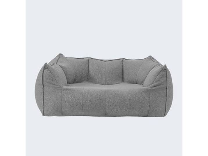 BDBLFLTZ Compressed Foam Sofa, Sitzsack Sofa mit Boucle Stoff, Comfy Lazy Chair mit Füllung, Wohnzimmer Sitzsack Sofa für Erwachsene Teens, Akzent Sofa Stuhl für Schlafzimmer Dorm Gray,Double