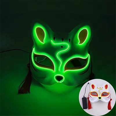 LED-Leuchtmaske mit Fuchs für Karneval – leuchtende Requisite für Festivalpartys, Live-Streaming-Geschenk für Internet-Berühmtheiten, betrieben mit AA-Batterien – 1 Stück