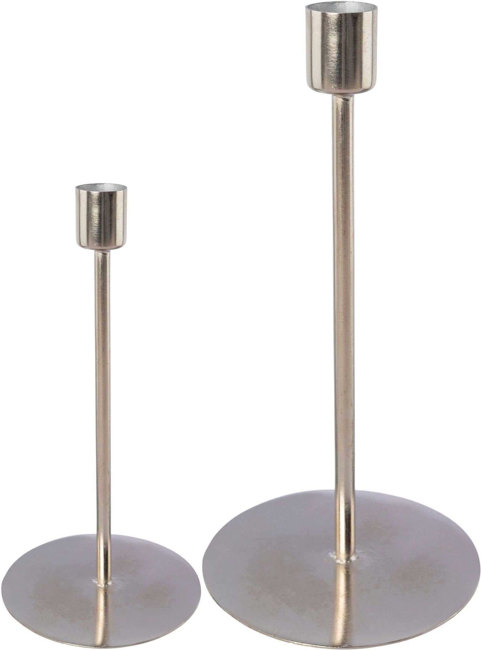 Kerzenhalter GOODPRODUCT "Stabkerzenhalter Freya", silber (silberfarben), H:30cm Ø:13cm, Metall, Kerzenhalter, Kerzenhalter, aus Metall, im minimalistischen Stil silberfarben B/H/T: 30cm