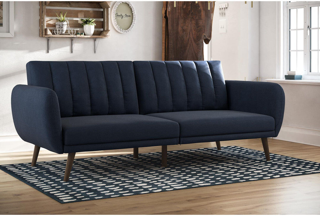 Mercury Gaugain 3 Seater Convertible Sofa Bed Dark Blue 80cm H X 207cm W X 88cm D