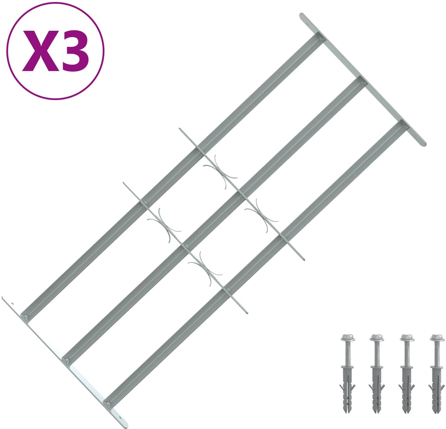 vidaXL Grille de sécurité pour fenêtres avec 3 barres transversales