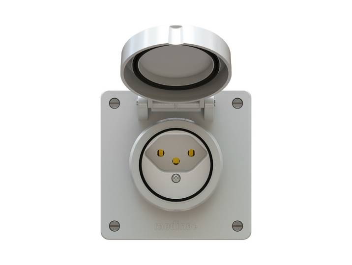 Max Hauri Exo Steckdose 1x Typ 13 Einsatz +Frontset exo Ip55 lichtgrau