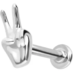 14 Karat Gold Labret mit Innengewinde PEACE-ZEICHEN