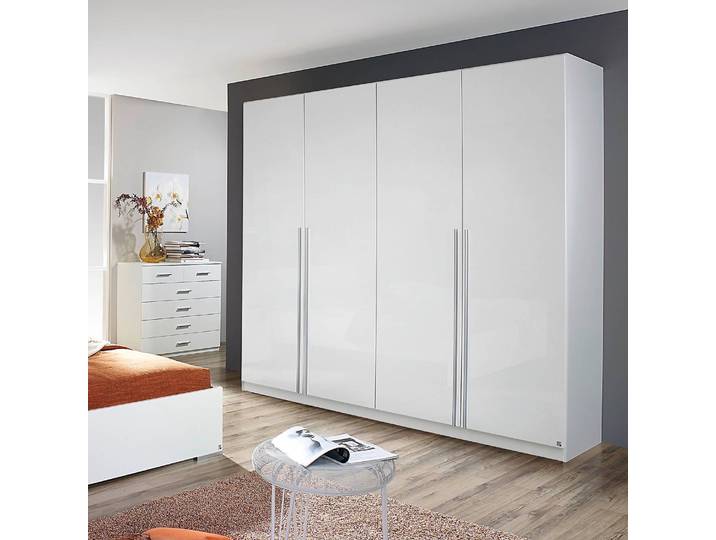 Drehtürenschrank 181cm Weiß/Alpinweiß/Hochglanz Weiß