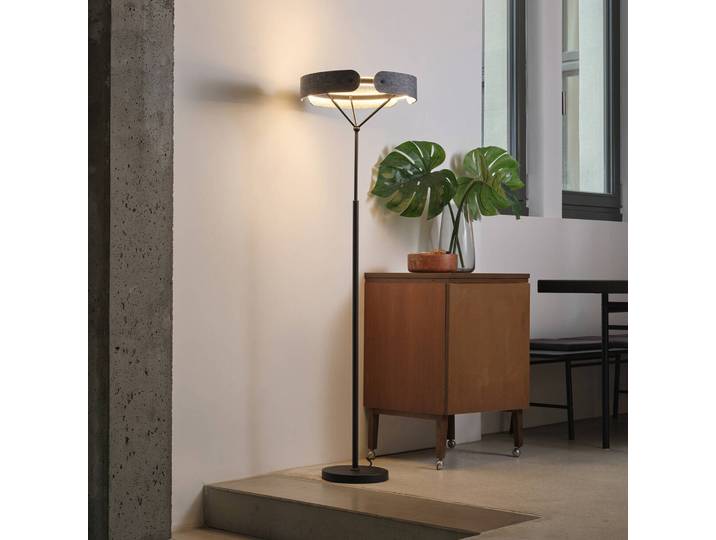 OSRAM LED Stehlampe Decor Curve Felt, alu / grau / zink, für Wohn- / Esszimmer, Textil / Stoff / Seide, Modern