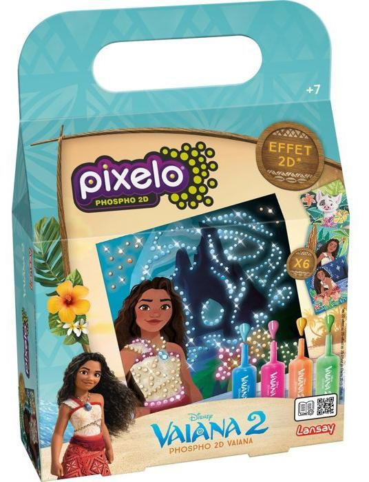Lansay Pixelo Vaiana Fosforescerende 2D Malset Lichtgevend in het donker knutselset met gel voor kinderen vanaf 7 jaar